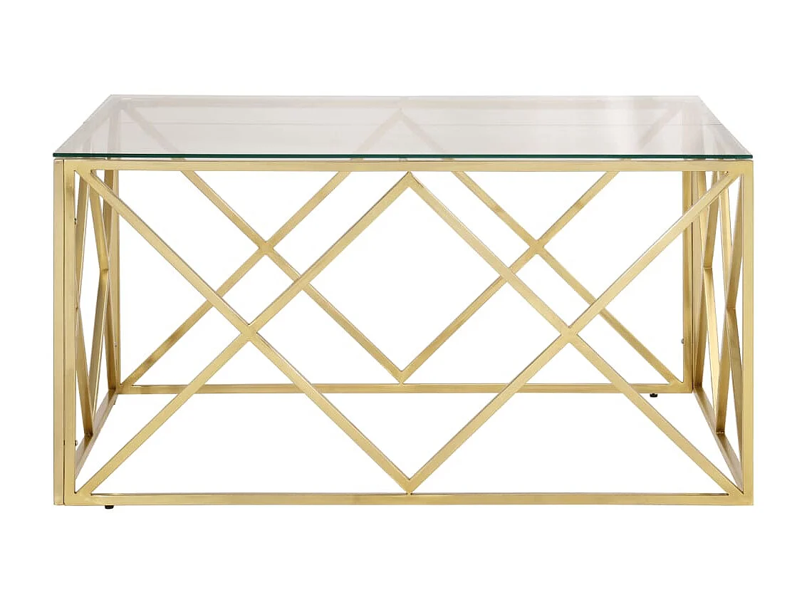 Table basse doré acier inoxydable et verre trempé GHR23406