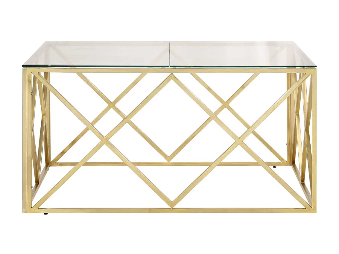 Table basse doré acier inoxydable et verre trempé GHR23406