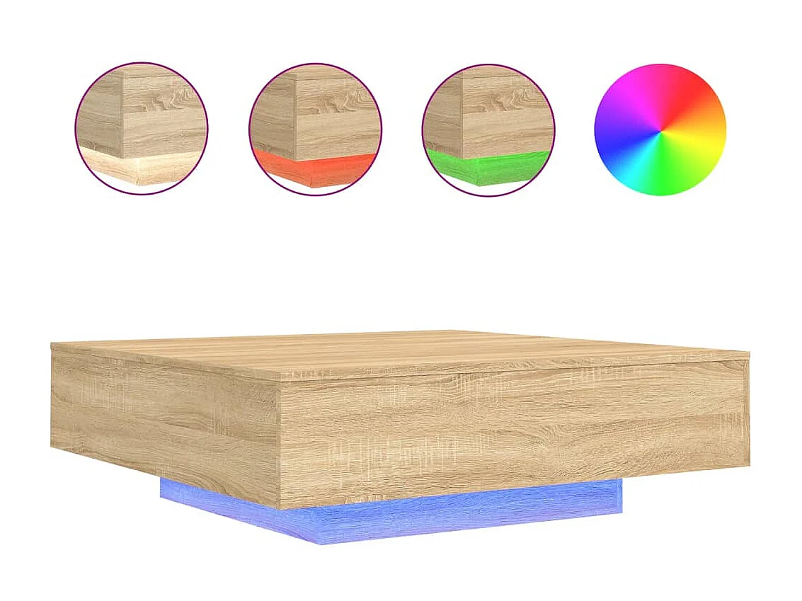 Mesa de centro com luzes LED 100x100x31 cm carvalho sonoma PT773607