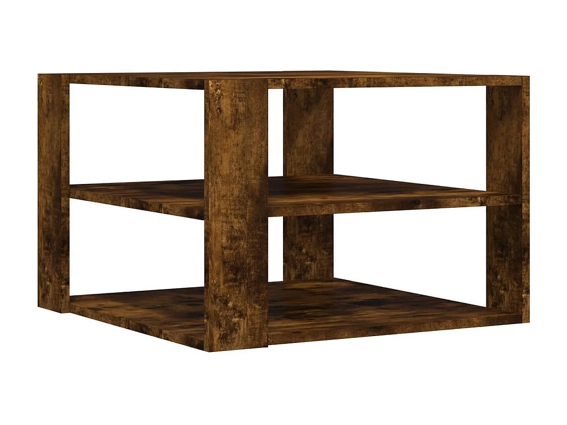 Table basse chêne fumé 59,5x59,5x40 cm bois d'ingénierie GHR66015