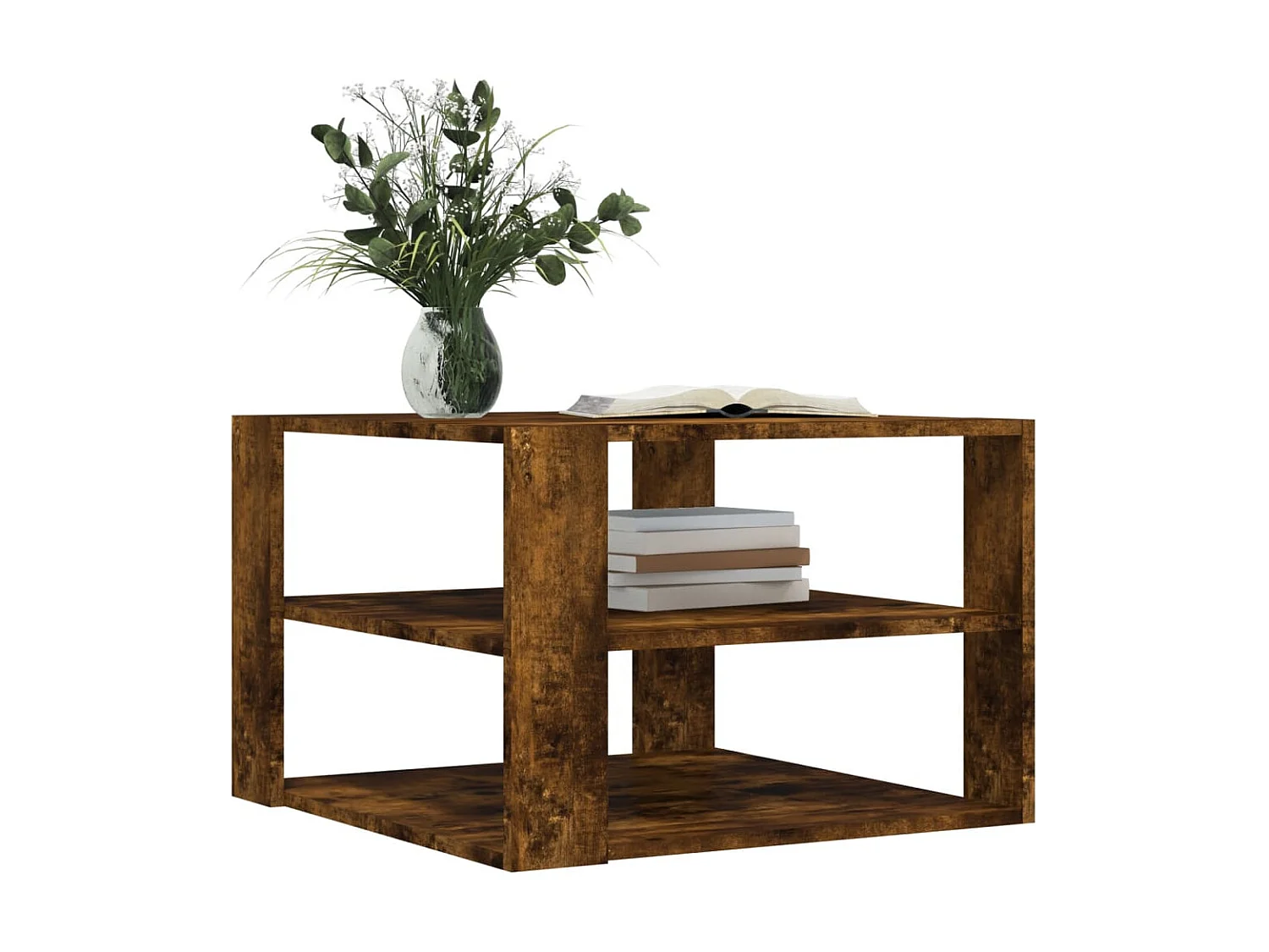 Table basse chêne fumé 59,5x59,5x40 cm bois d'ingénierie GHR66015