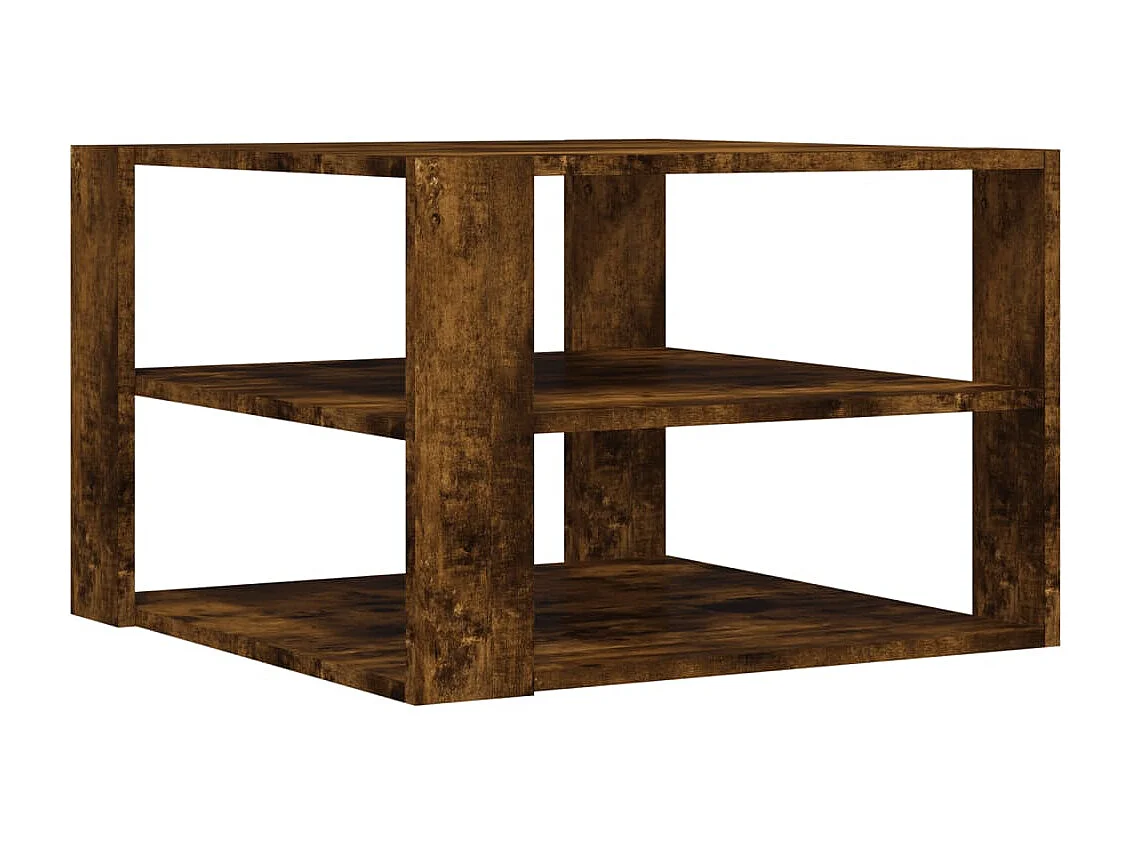 Table basse chêne fumé 59,5x59,5x40 cm bois d'ingénierie GHR66015