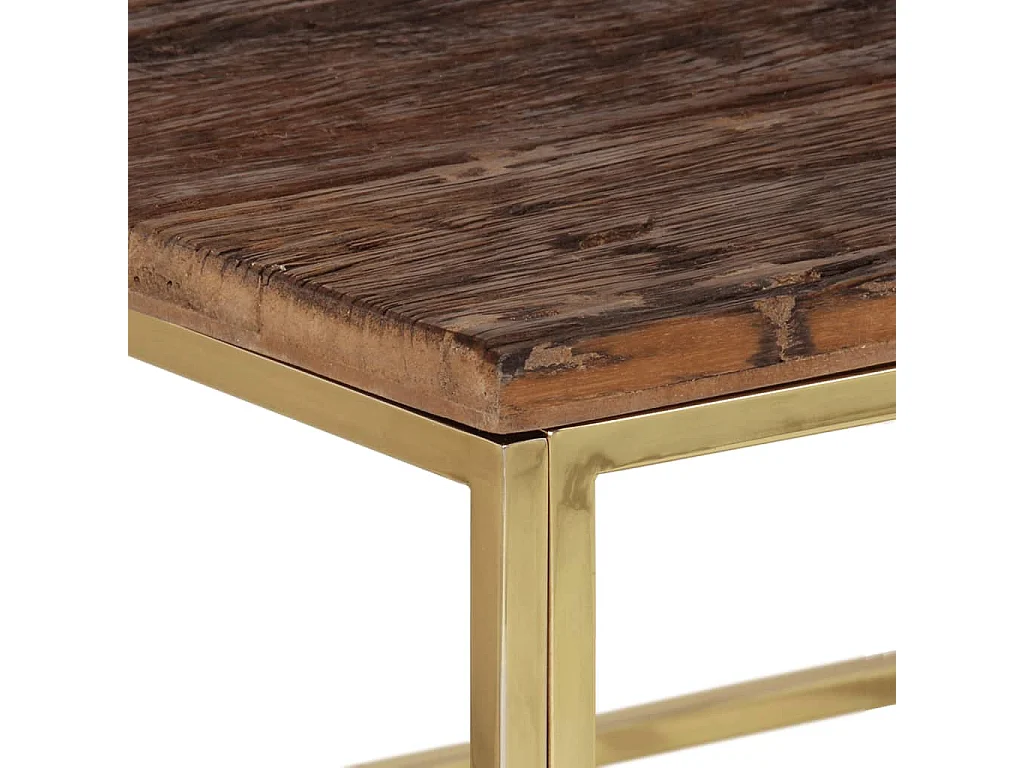 Mesa de centro de acero inoxidable dorado y madera maciza ES83380