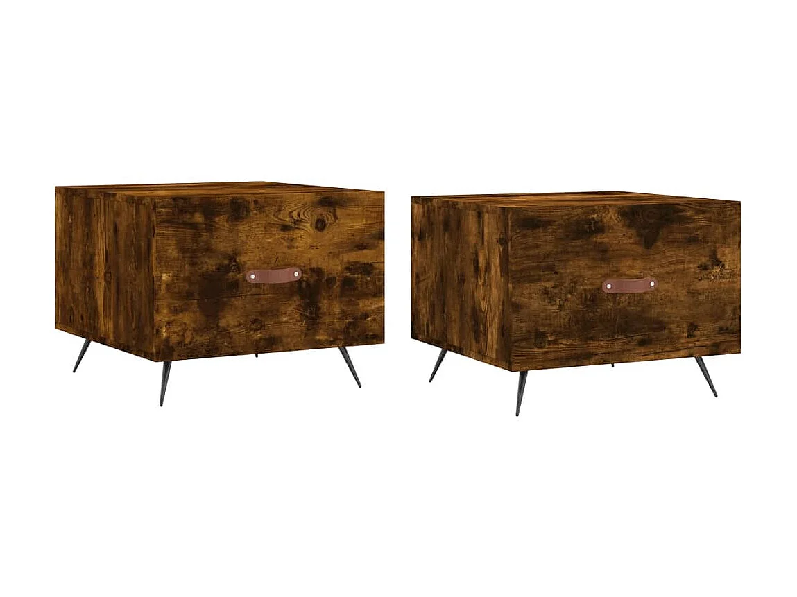 Mesa centro 2 pcs 50x50x40 cm madeira processada cor fumado PT785904