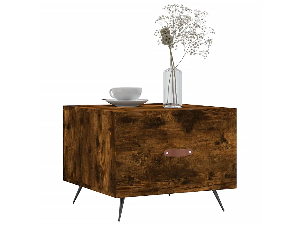 Mesa centro 2 pcs 50x50x40 cm madeira processada cor fumado PT785904