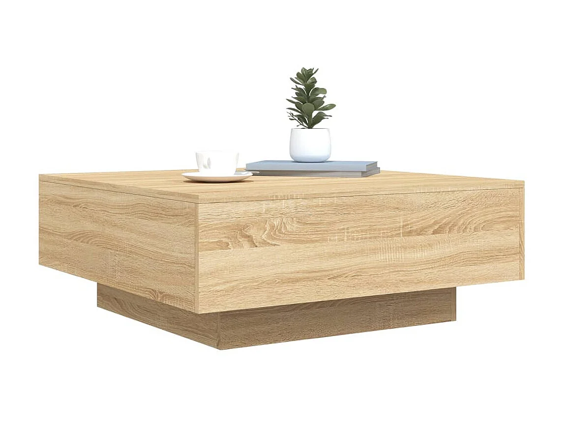 Table basse chêne sonoma 80x80x31 cm bois d'ingénierie GHR25488