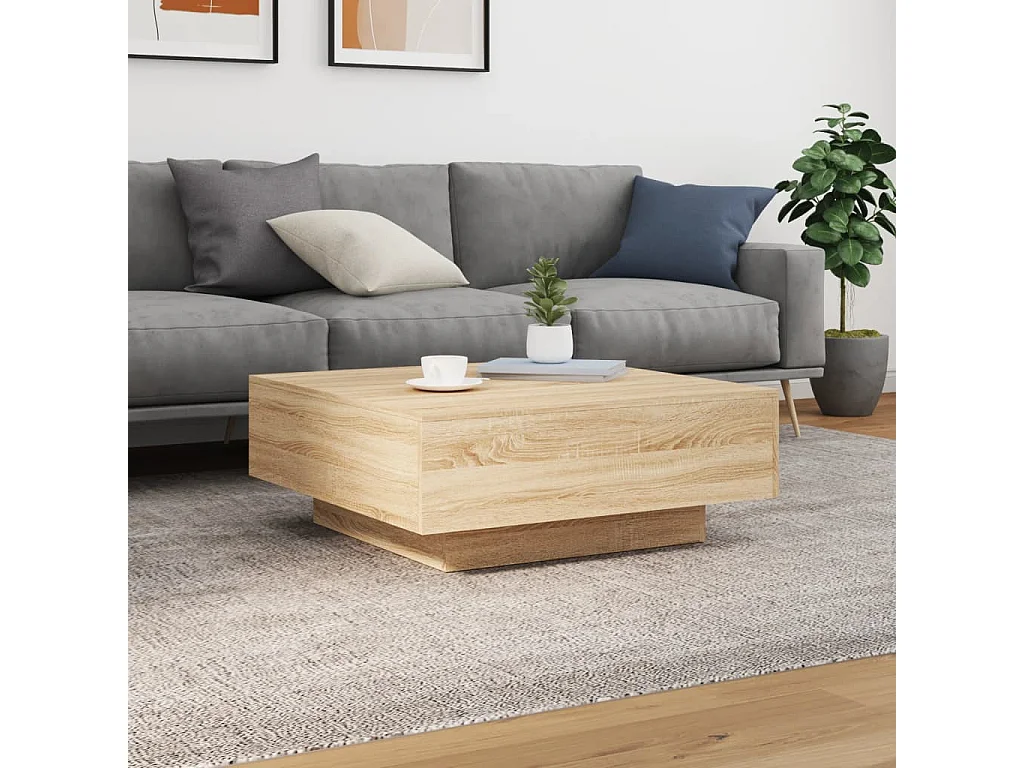 Table basse chêne sonoma 80x80x31 cm bois d'ingénierie GHR25488