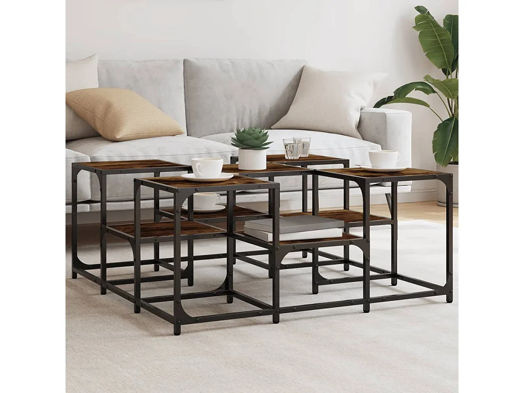 Table basse chêne fumé 91x91x40 cm bois d'ingénierie GHR56963