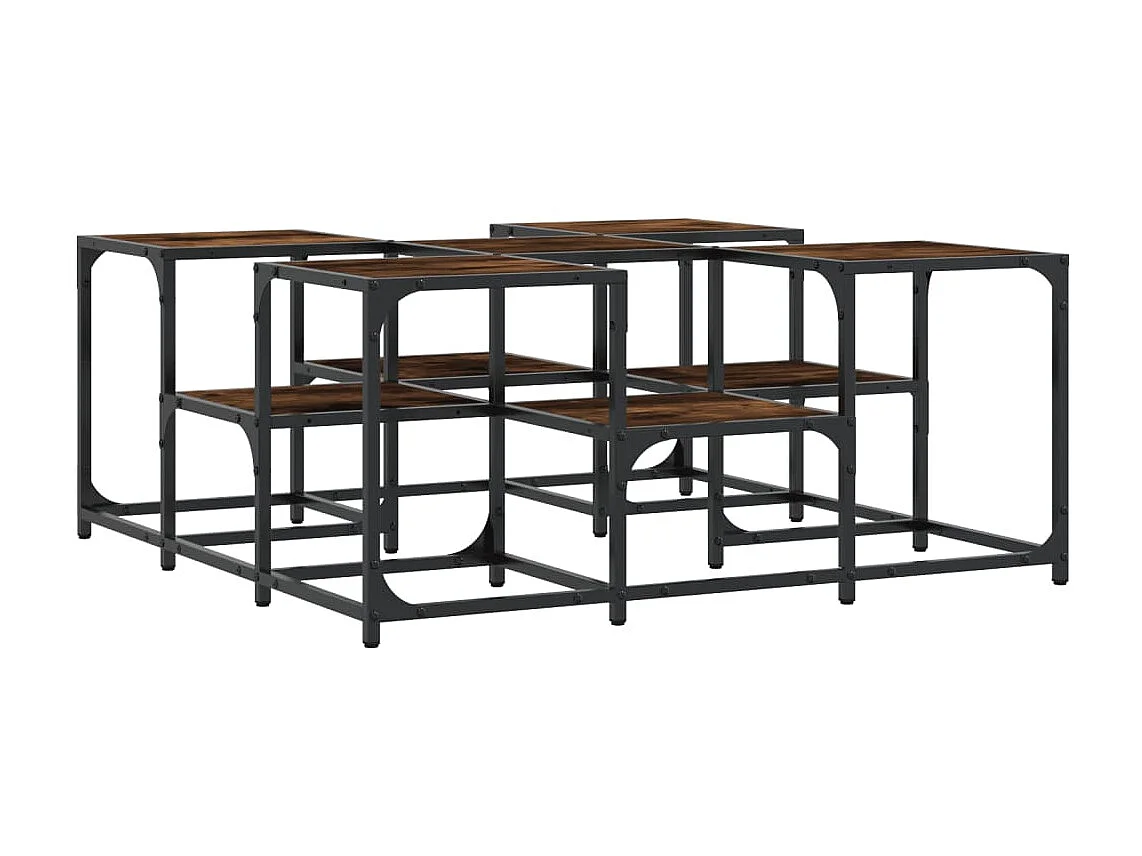 Salontafel 91x91x40 cm bewerkt hout gerookt eikenkleurig NL61552