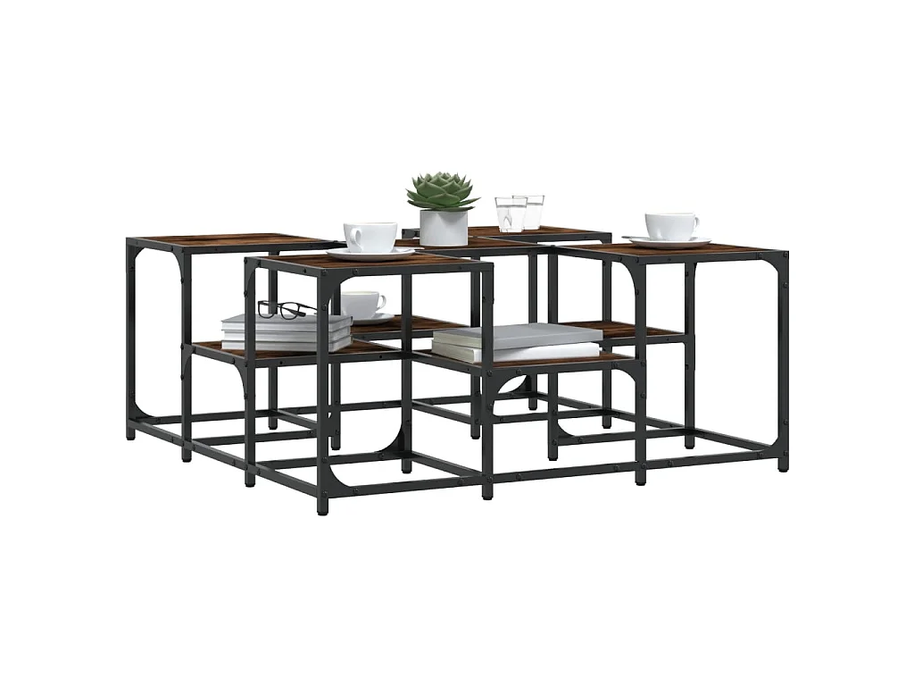 Salontafel 91x91x40 cm bewerkt hout gerookt eikenkleurig NL61552