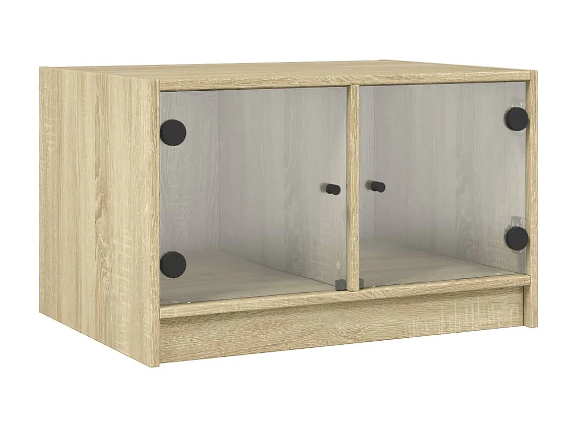 Salontafel met glazen deuren 68x50x42 cm sonoma eikenkleurig NL66434