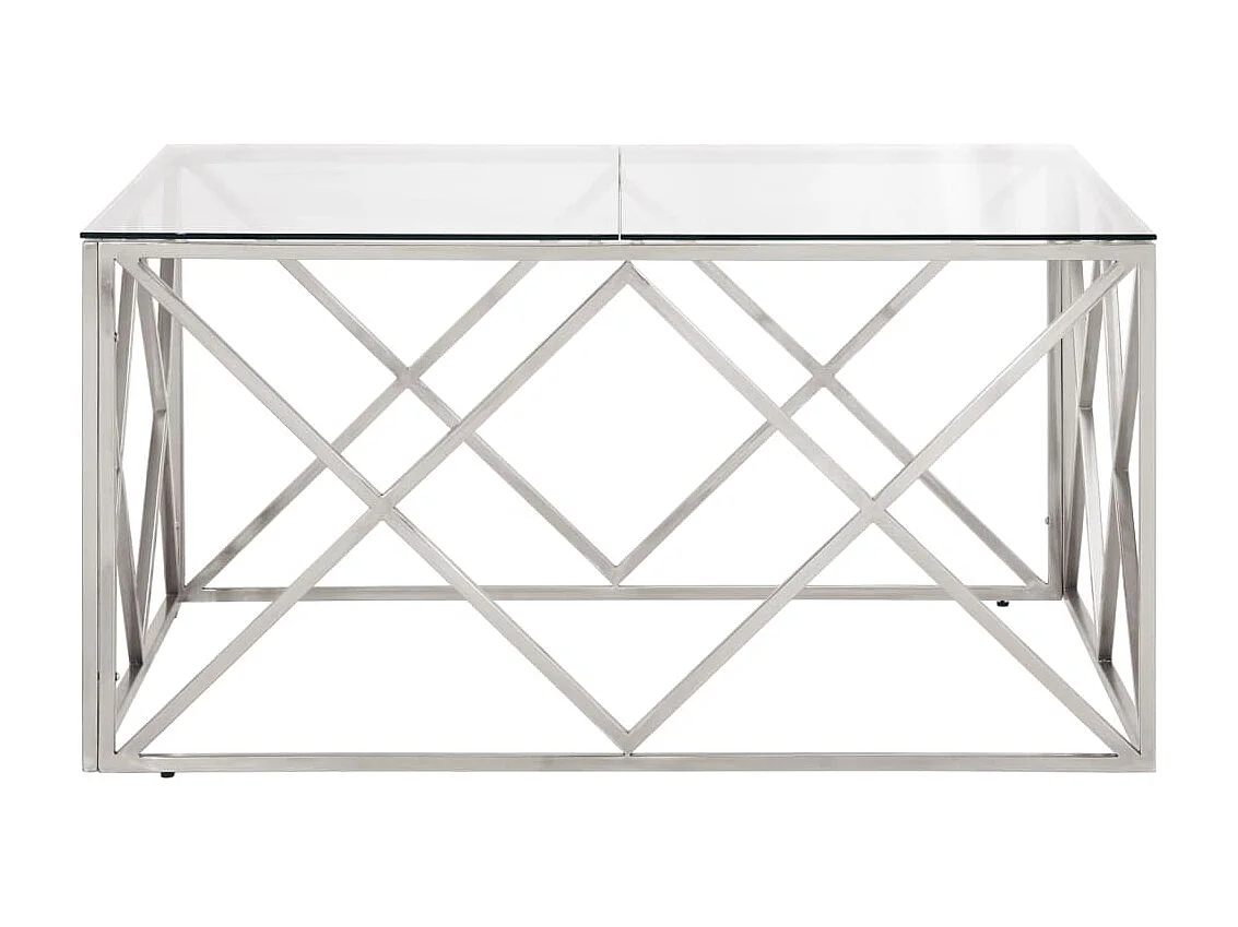 Table basse argenté acier inoxydable et verre trempé GHR74386