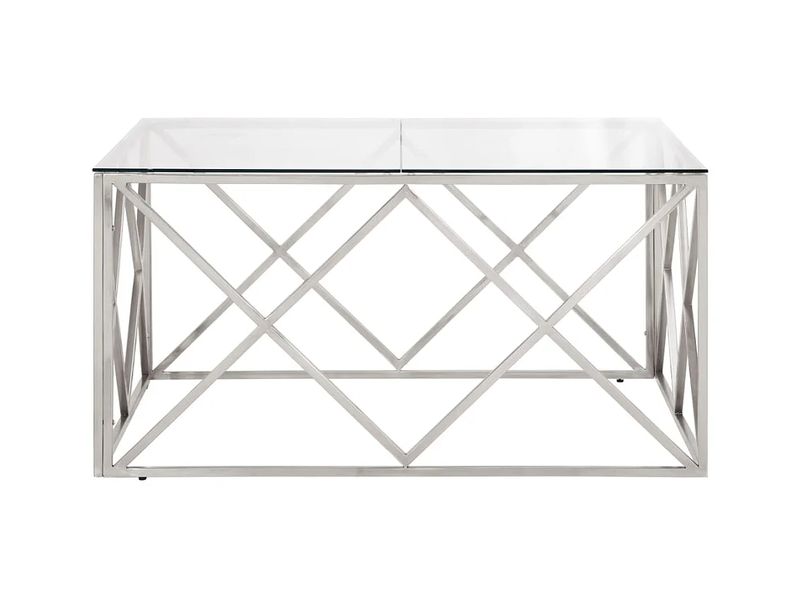 Mesa de centro plateada acero inoxidable y vidrio templado ES36922