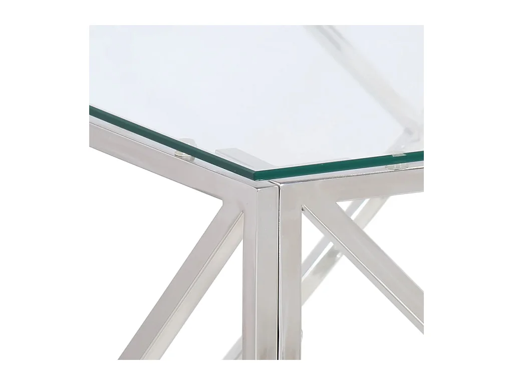 Mesa de centro plateada acero inoxidable y vidrio templado ES36922