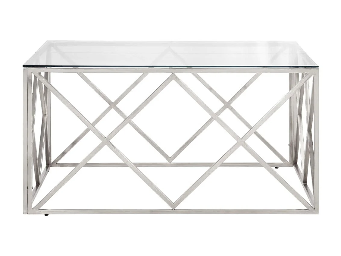 Table basse argenté acier inoxydable et verre trempé GHR74386