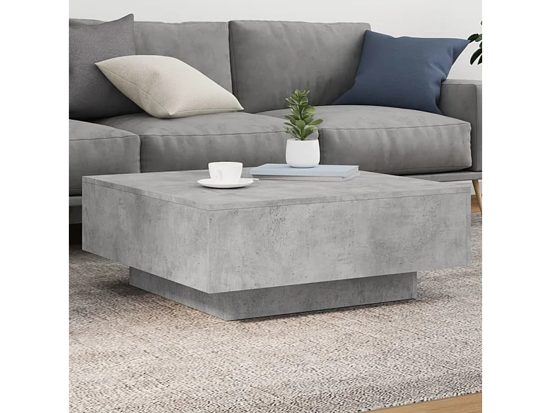 Table basse avec lumières LED gris béton 80x80x31 cm GHR62495