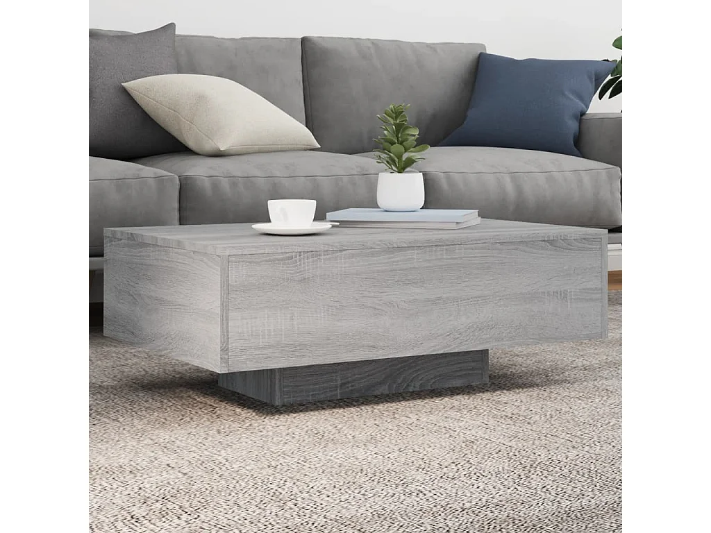 Mesa de centro con luces LED gris Sonoma 85x55x31 cm ES78957