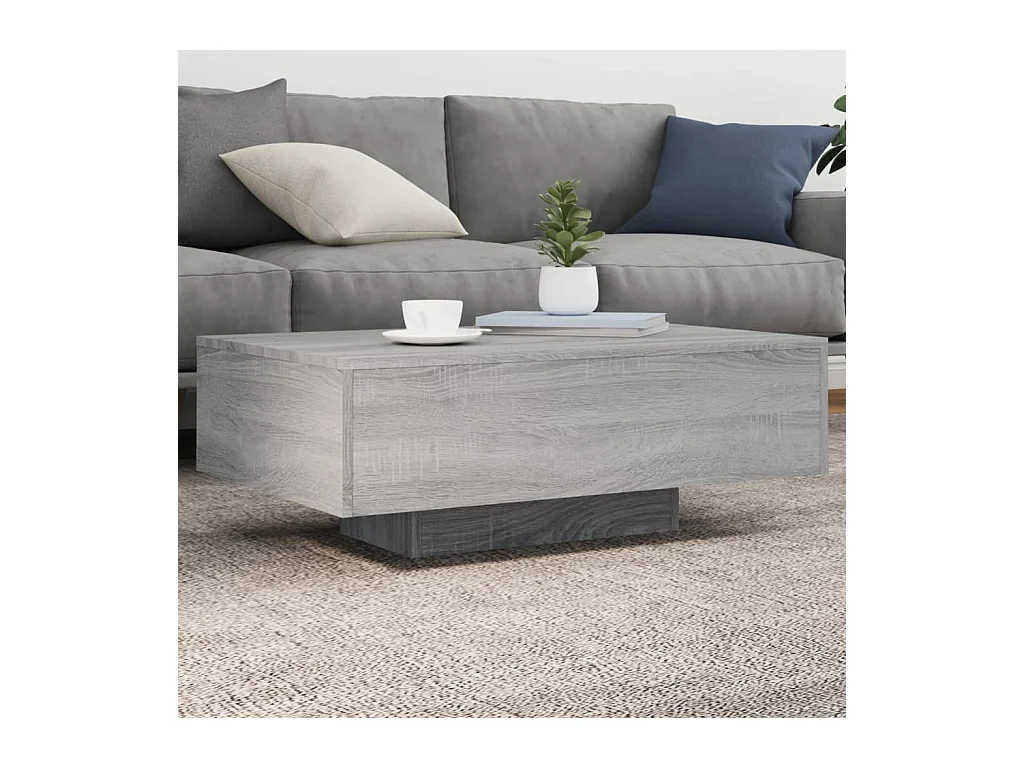 Table basse avec lumières LED sonoma gris 85x55x31 cm GHR69104