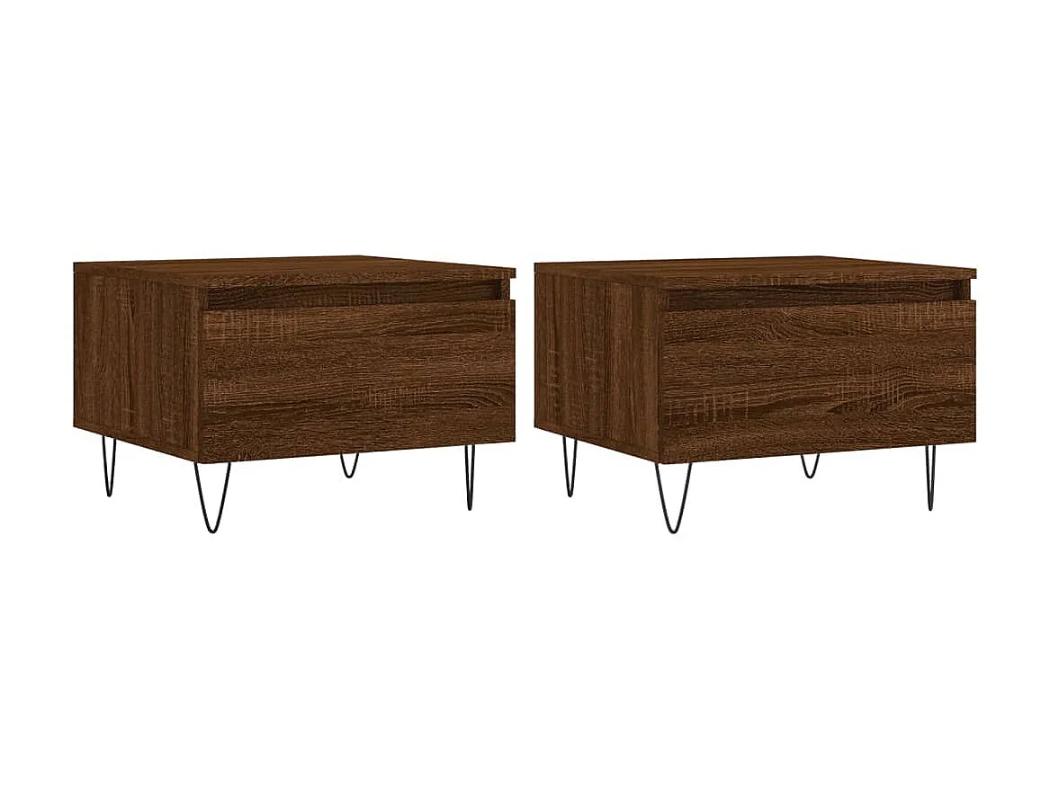 Tables basses 2 pcs chêne marron 50x46x35 cm bois d'ingénierie GHR67819
