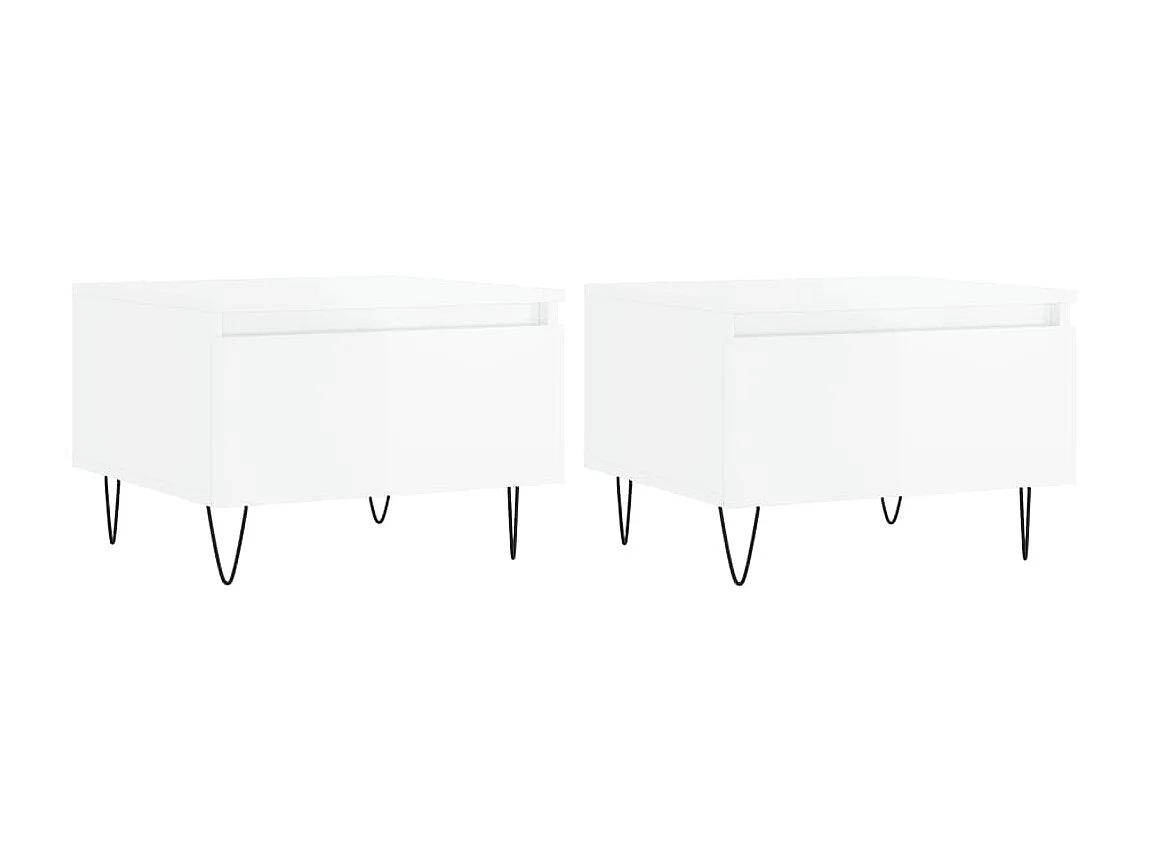 Tables basses 2 pcs blanc brillant 50x46x35cm bois d'ingénierie GHR99481