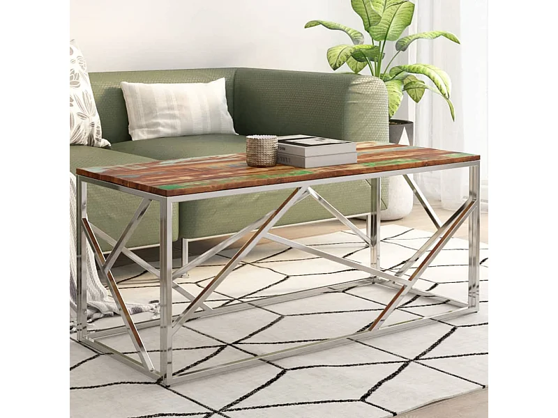 Salontafel roestvrij staal en gerecycled hout zilverkleurig NL78976