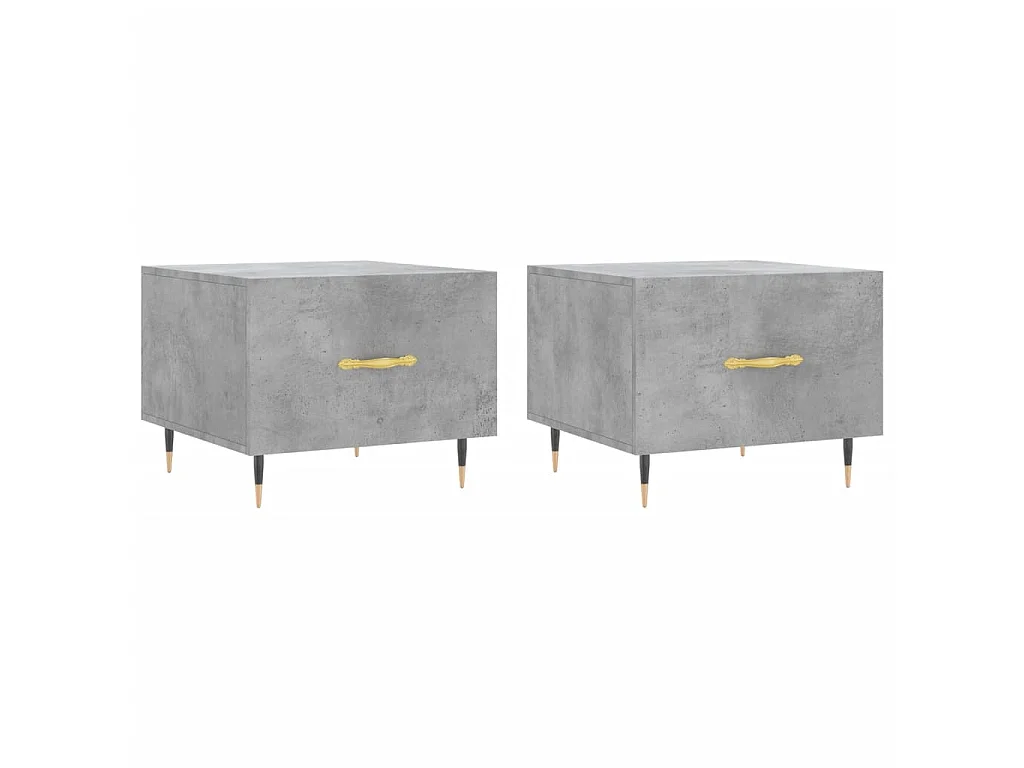 Tables basses 2 pcs gris béton 50x50x40 cm bois d'ingénierie GHR28079