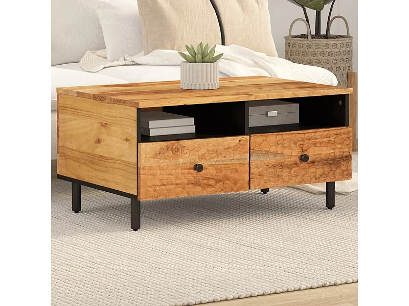 Table basse 80x54x40 cm bois massif d'acacia GHR16936