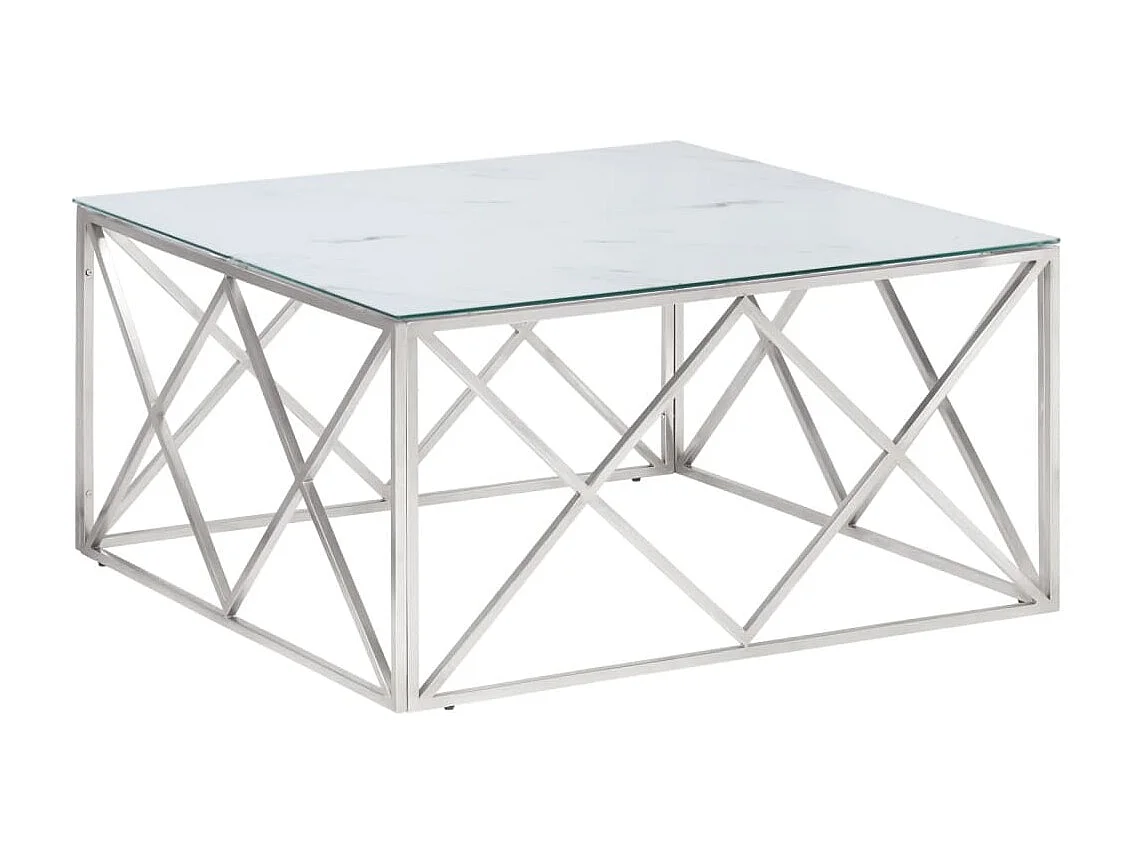 Table basse argenté acier inoxydable et verre trempé GHR65245