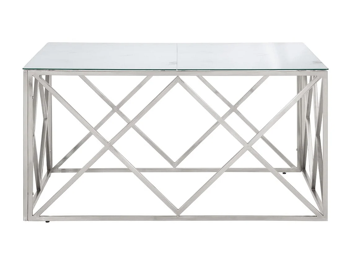 Table basse argenté acier inoxydable et verre trempé GHR65245