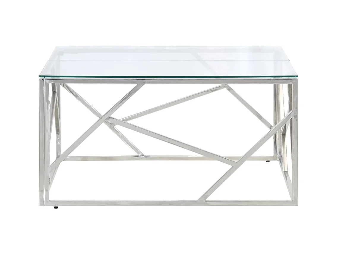 Mesa de centro plateada acero inoxidable y vidrio templado ES85275