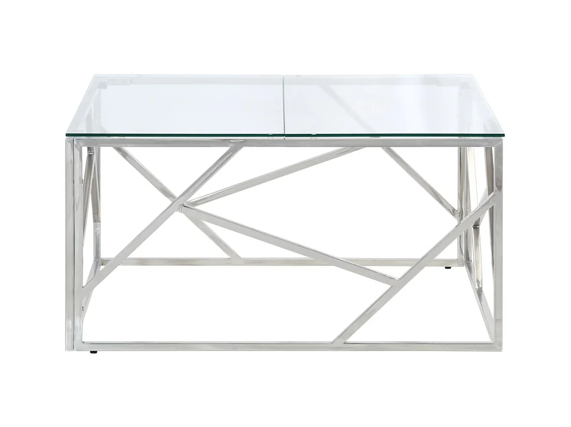 Mesa de centro plateada acero inoxidable y vidrio templado ES85275