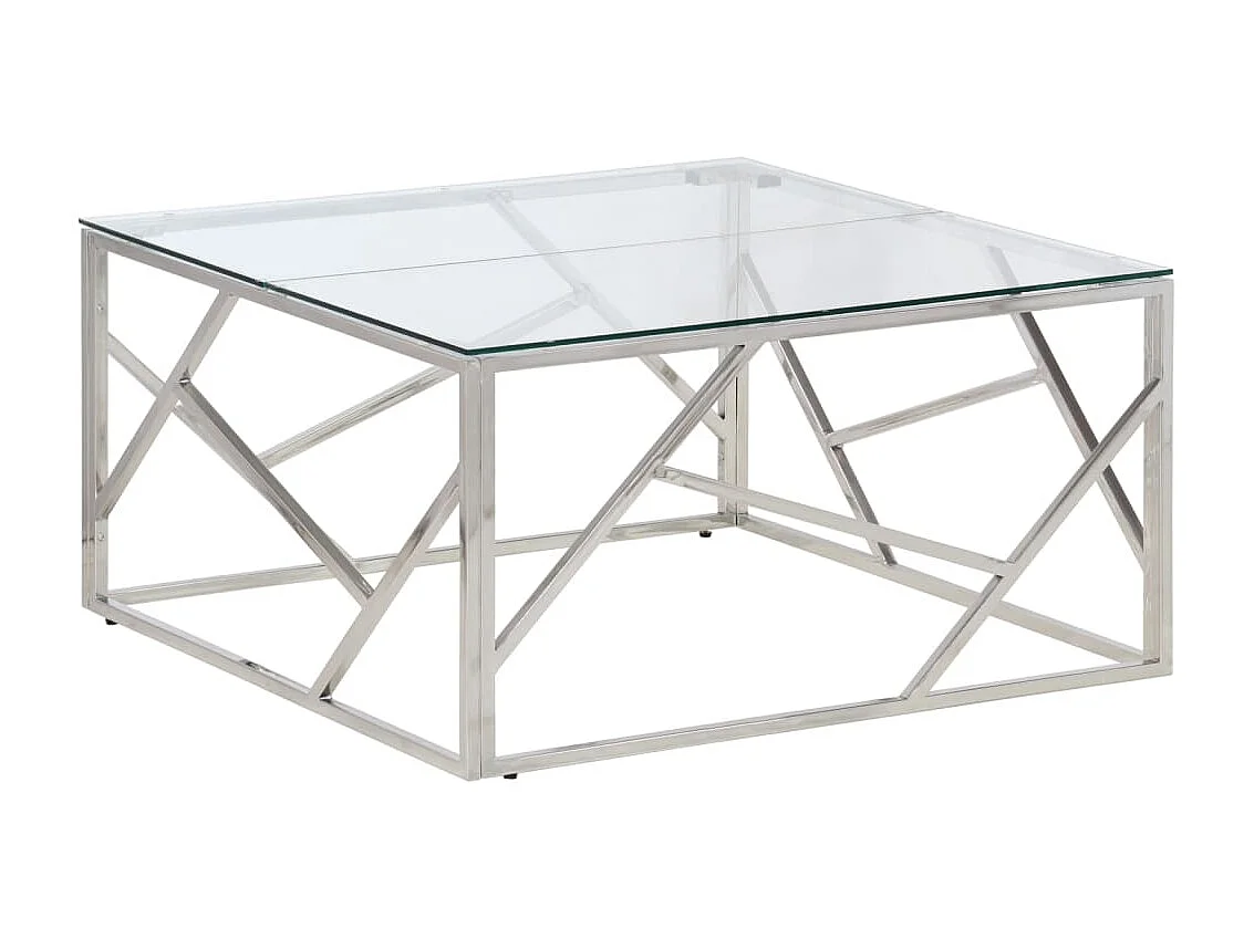 Table basse argenté acier inoxydable et verre trempé GHR75957