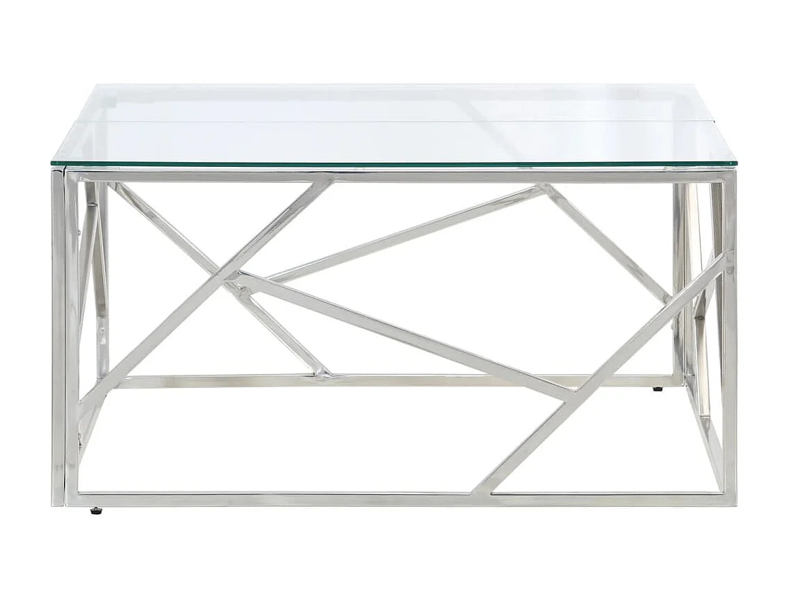 Table basse argenté acier inoxydable et verre trempé GHR75957
