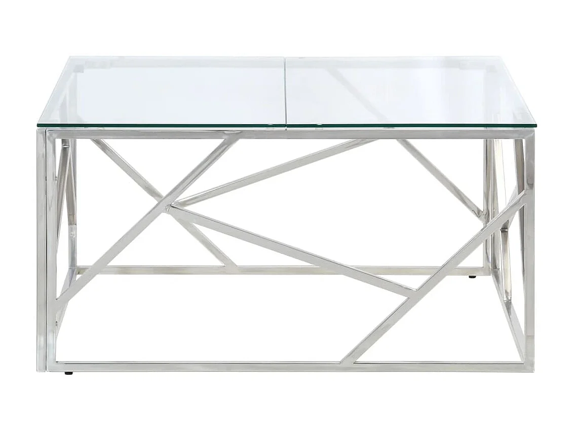 Table basse argenté acier inoxydable et verre trempé GHR75957