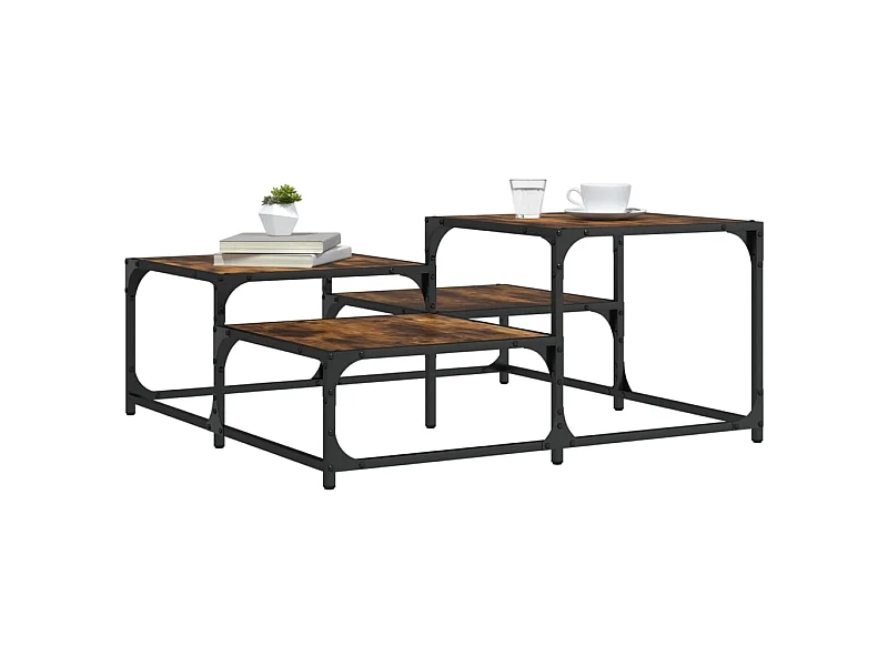 Mesa de centro madera ingeniería roble ahumado 87,5x87,5x40 cm ES85284