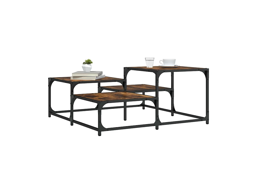 Table basse chêne fumé 87,5x87,5x40cm bois d'ingénierie GHR25704