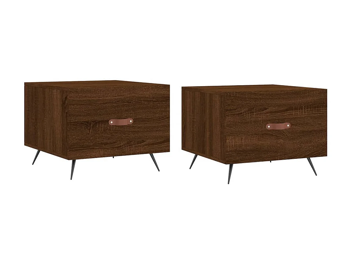 Mesa centro 2 pcs 50x50x40 cm madeira proc. carvalho castanho PT179843