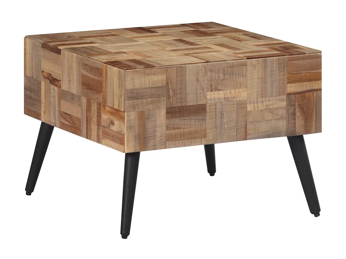 Salontafel 55x55x40 cm massief gerecycled teakhout grijs NL49230