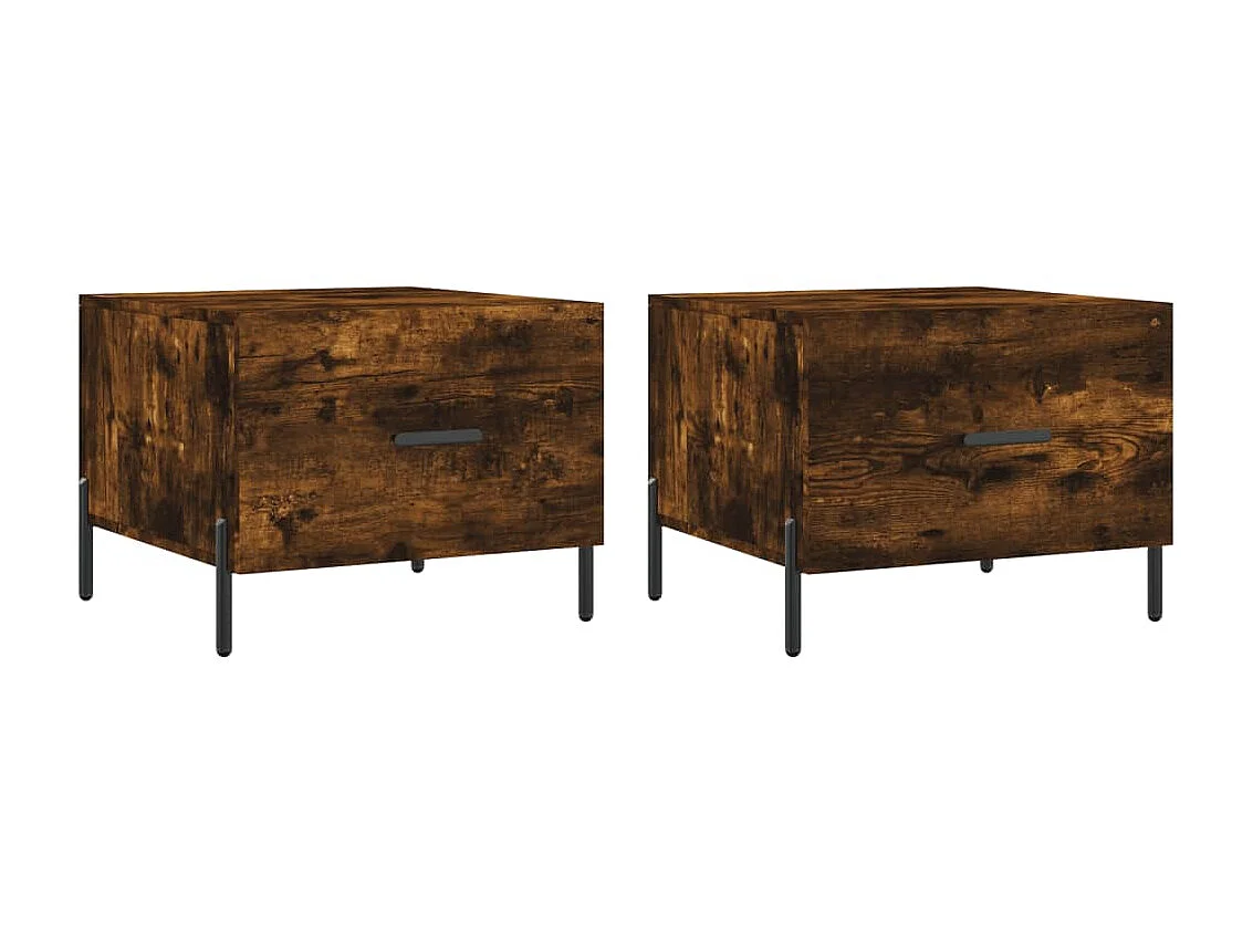 Mesa centro 2 pcs 50x50x40 cm madeira processada cor fumado PT178739