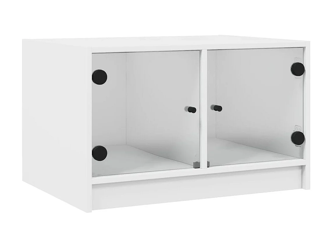 Table basse avec portes en verre blanc 68x50x42 cm GHR97725