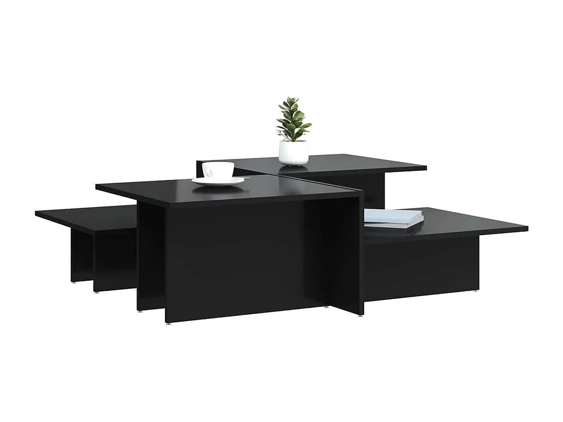 Tables basses 2 pcs noir brillant bois d'ingénierie GHR90336