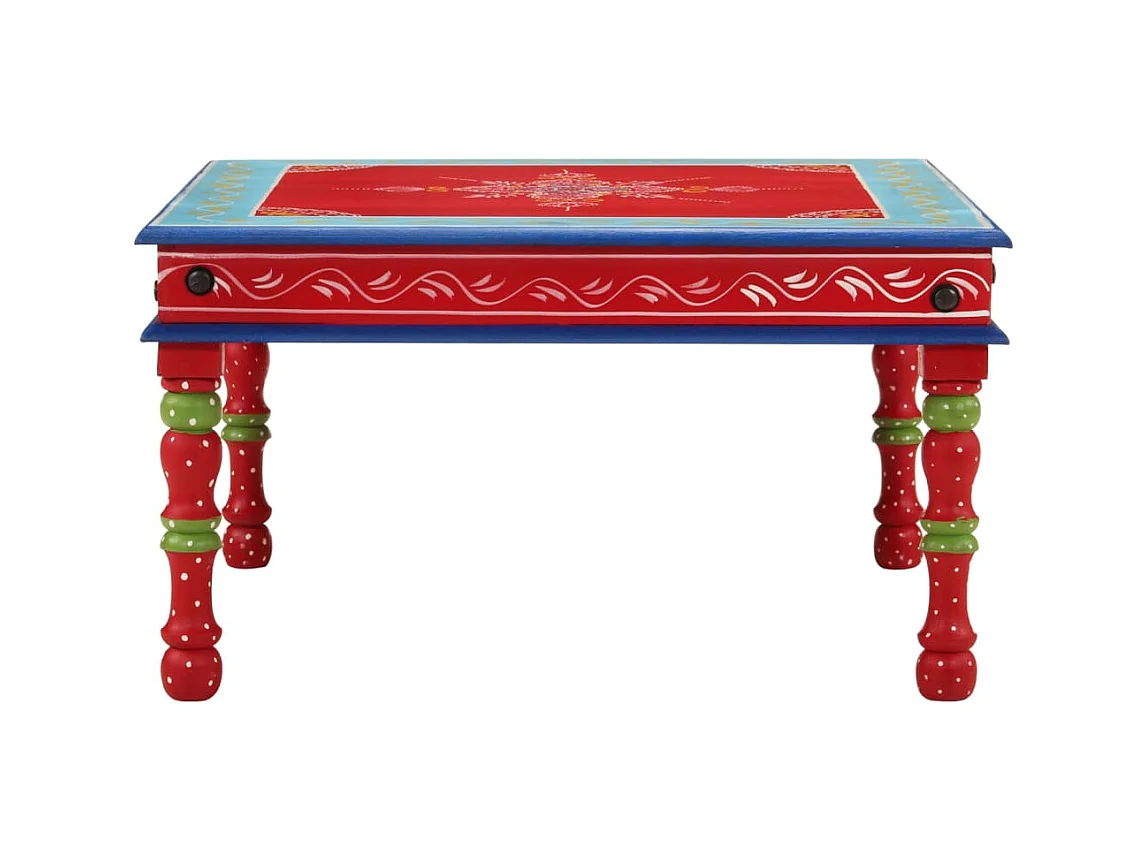 Mesa de centro madera maciza de mango rojo pintada a mano ES698179