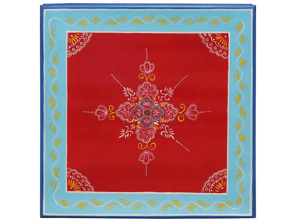 Mesa de centro madera maciza de mango rojo pintada a mano ES698179
