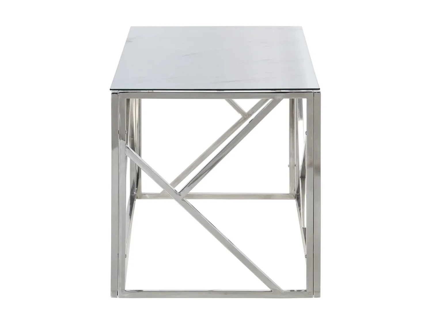 Table basse argenté acier inoxydable et verre trempé GHR33514