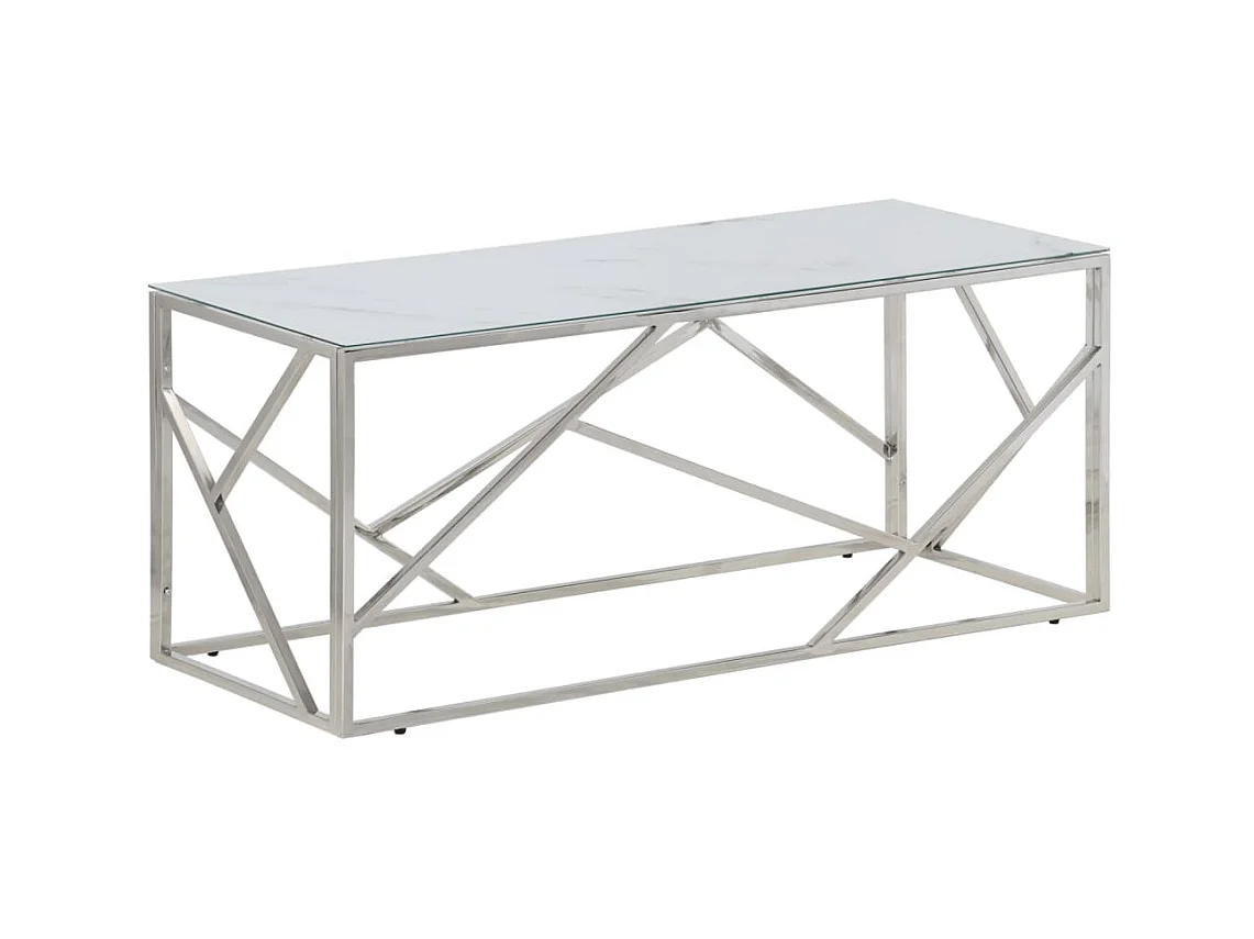 Mesa de centro plateada acero inoxidable y vidrio templado ES63819