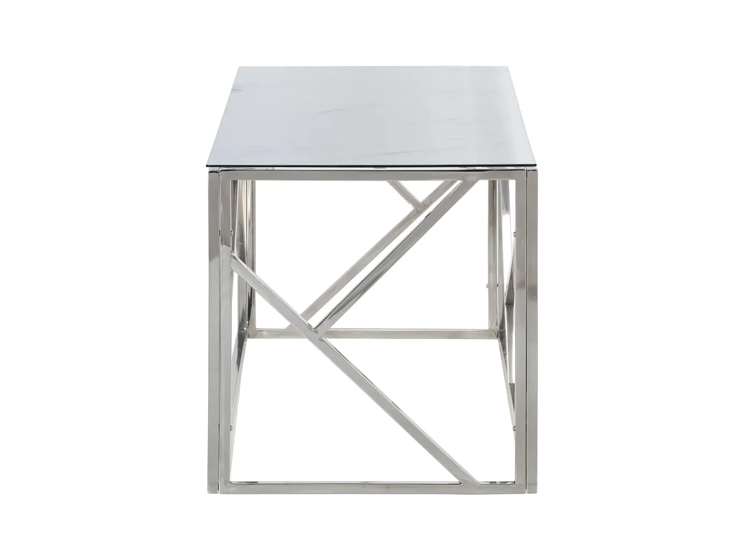 Mesa de centro plateada acero inoxidable y vidrio templado ES63819