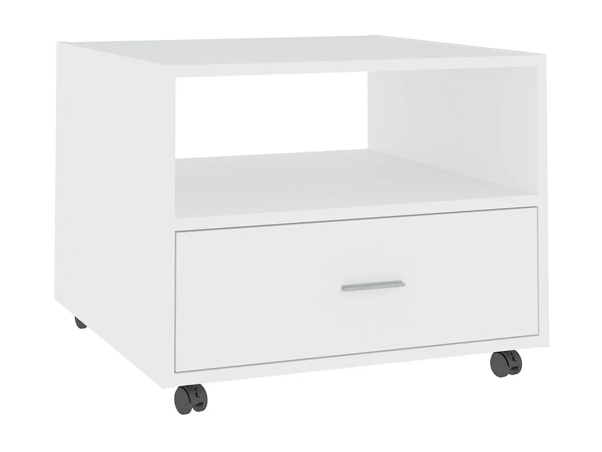 Mesa de centro madera contrachapada blanco 55x55x40 cm ES39776