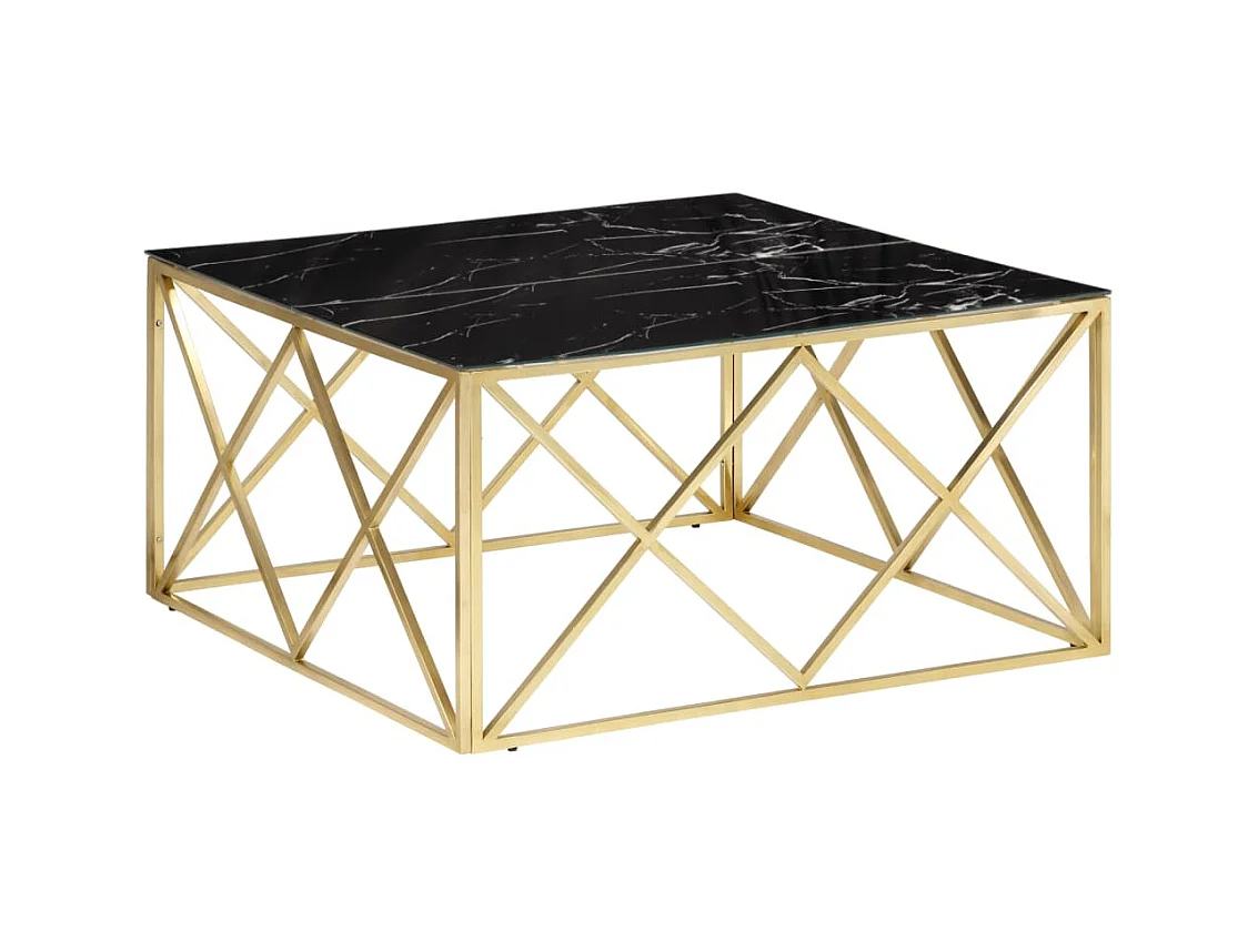 Table basse doré acier inoxydable et verre trempé GHR25468