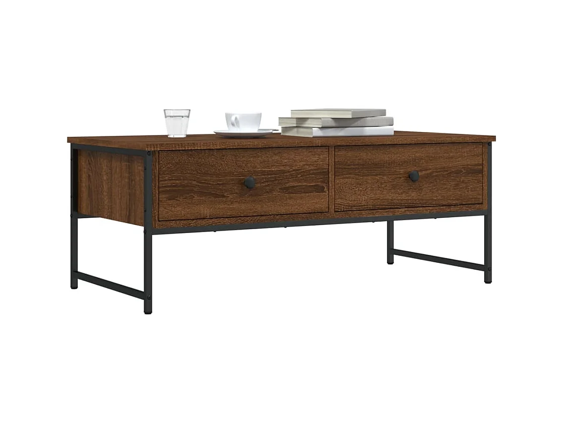 Table basse chêne marron 101x49x39,5 cm bois d'ingénierie GHR23869