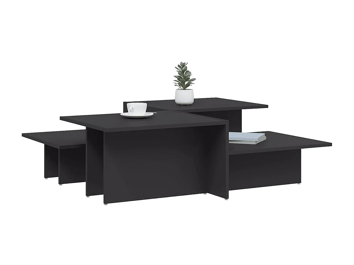 Tables basses 2 pcs gris bois d'ingénierie GHR72109